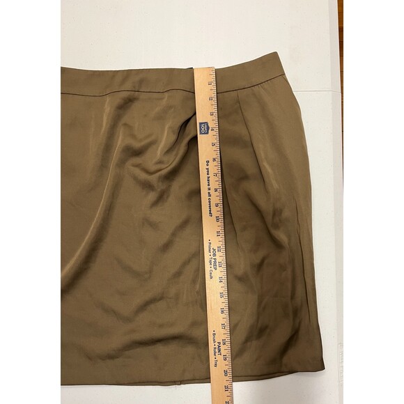 New York & Company Women's Silky Skirt Dark Tan Taupe Polyester Size 14 - Picture 6 of 6